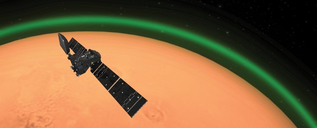 火星の大気中に美しい緑の光が検出される